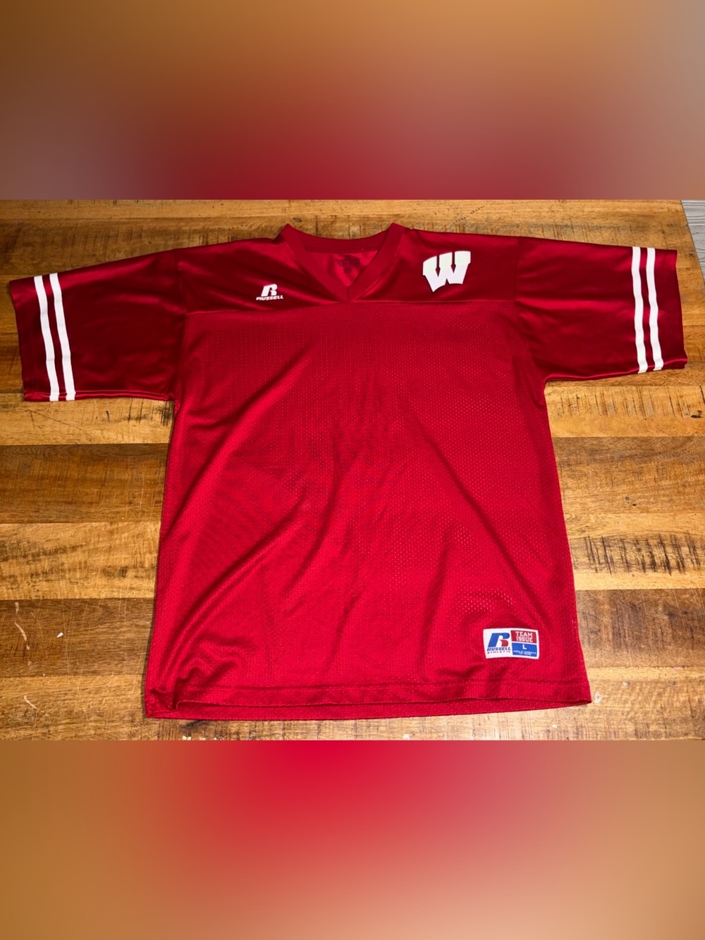 Vintage Russell Wisconsin Badgers Football Team Issued Red Jersey Large